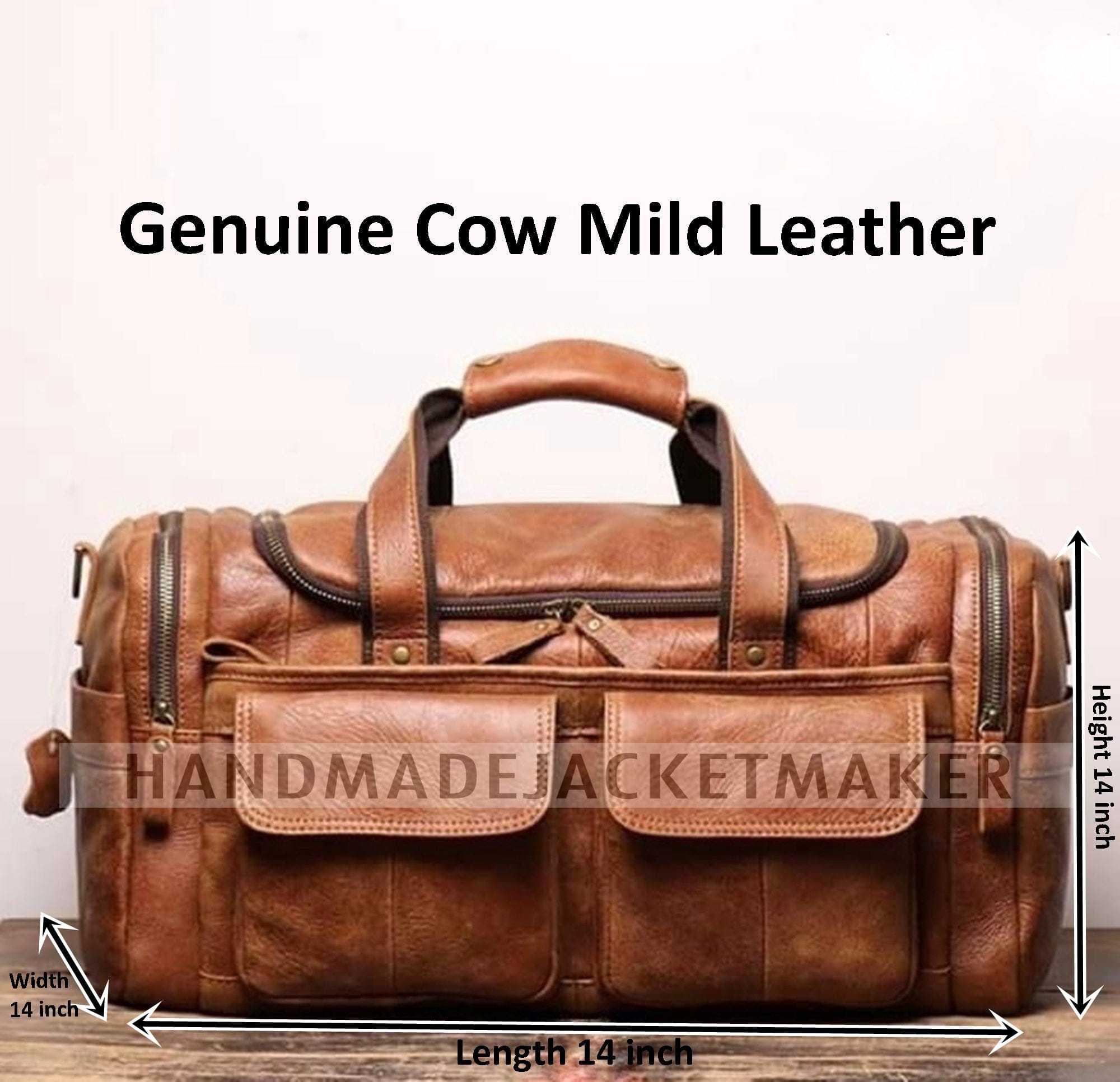 Full Grain Leather Duffle Bag Genuine Leather Weekender Bag Leather Holdall Overnight Bag For Men