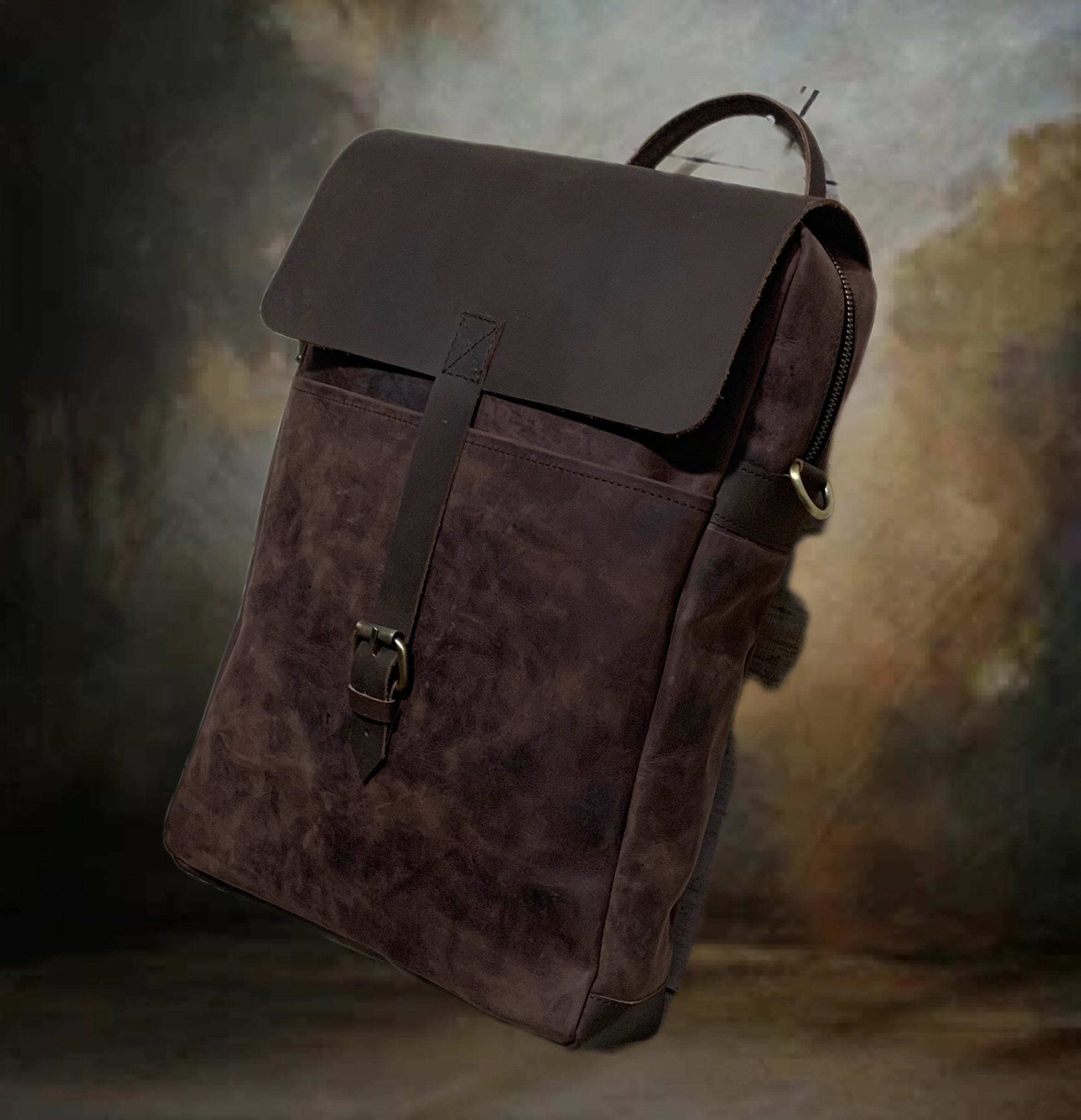 Leather Messenger Bag Men, Leather Bag and Waxed Canvas Shoulder Bag