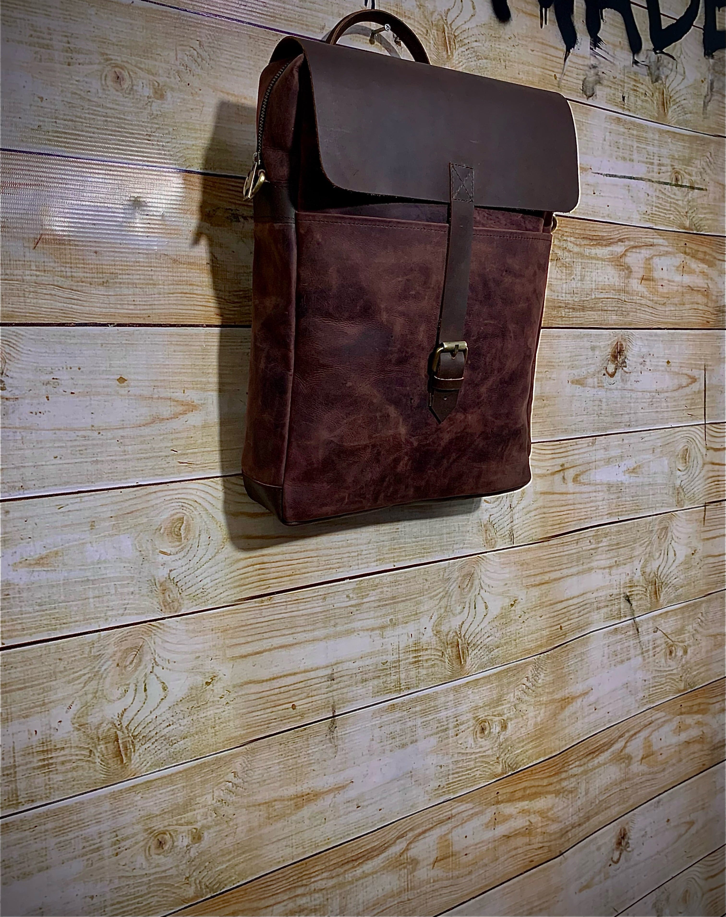 Leather Messenger Bag Men, Leather Bag and Waxed Canvas Shoulder Bag