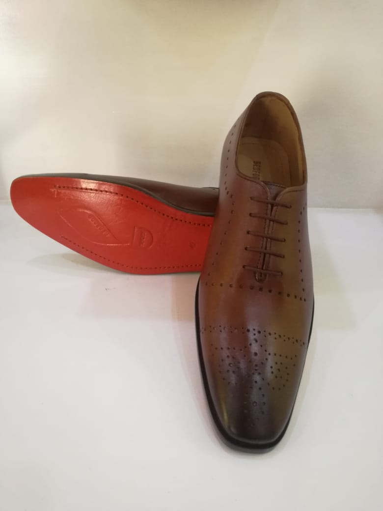 Mens Wax Brown Color Leather Shoes