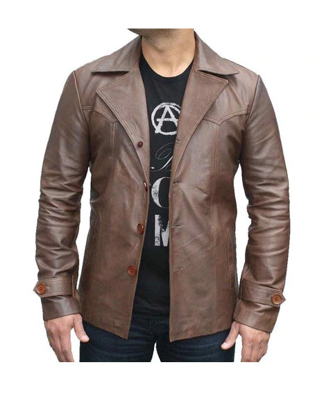 Men's Leather Blazer Tan Leather Coat