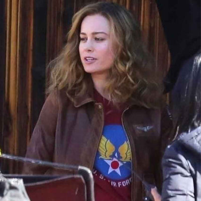 Captain Marvel Brie Larson Flight Bomber Women Brown Jacket