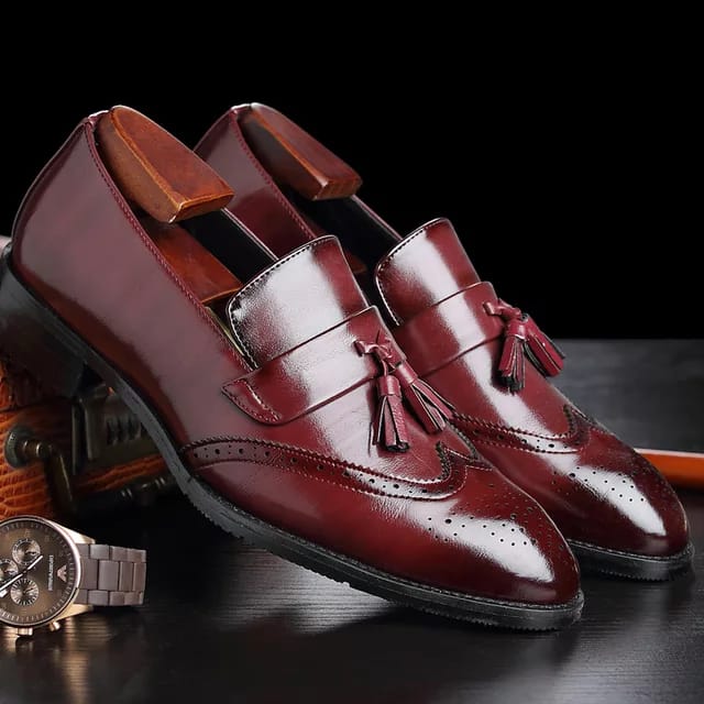 Men's Burgundy Colour Leather Shoes