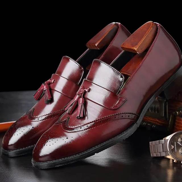 Men's Burgundy Colour Leather Shoes
