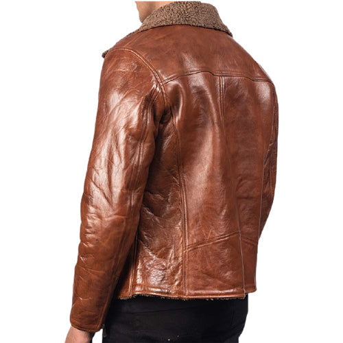 Mens Classic Brown Shearling Jacket