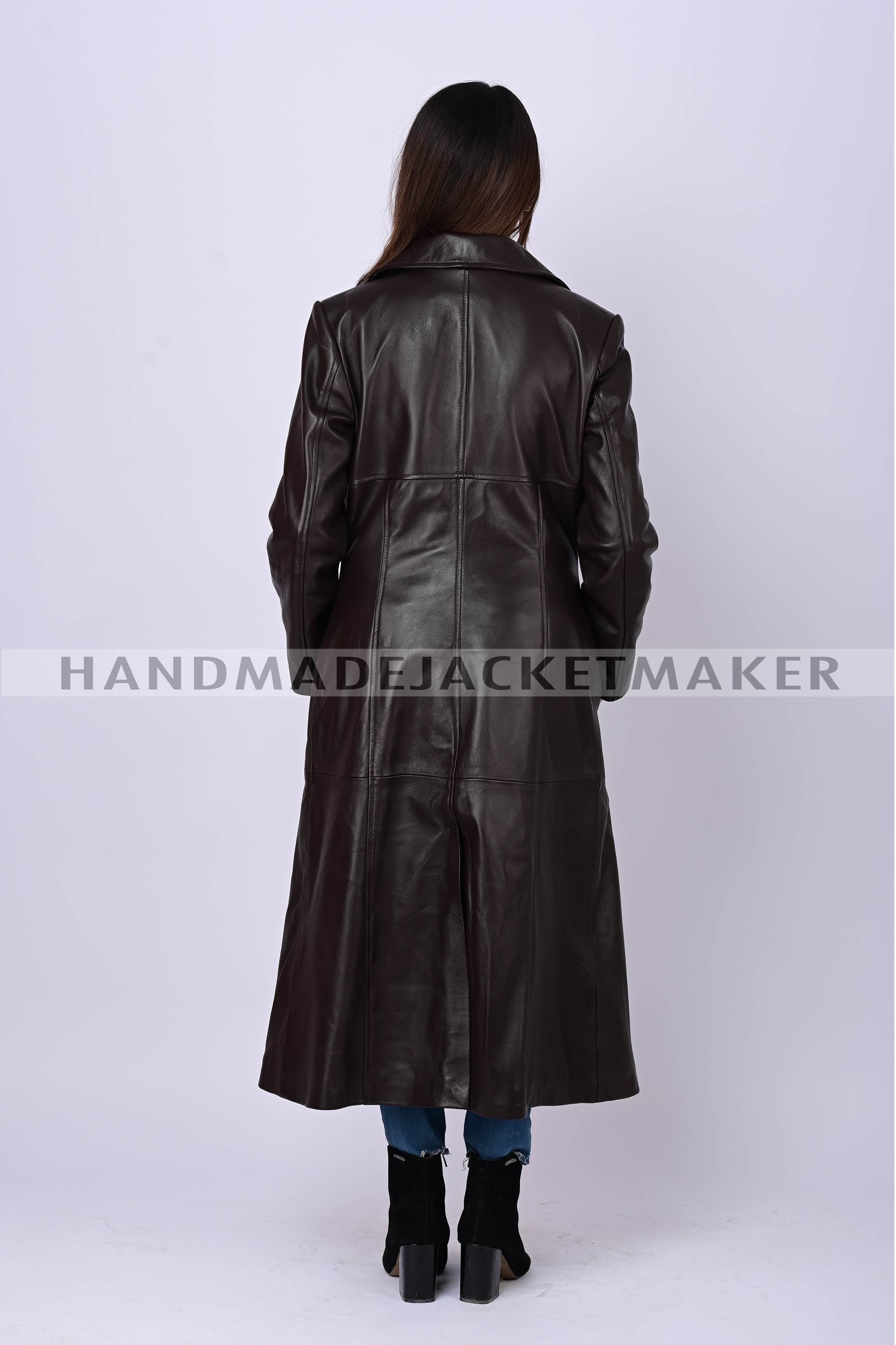 Leather Trench Coat For Women Brown