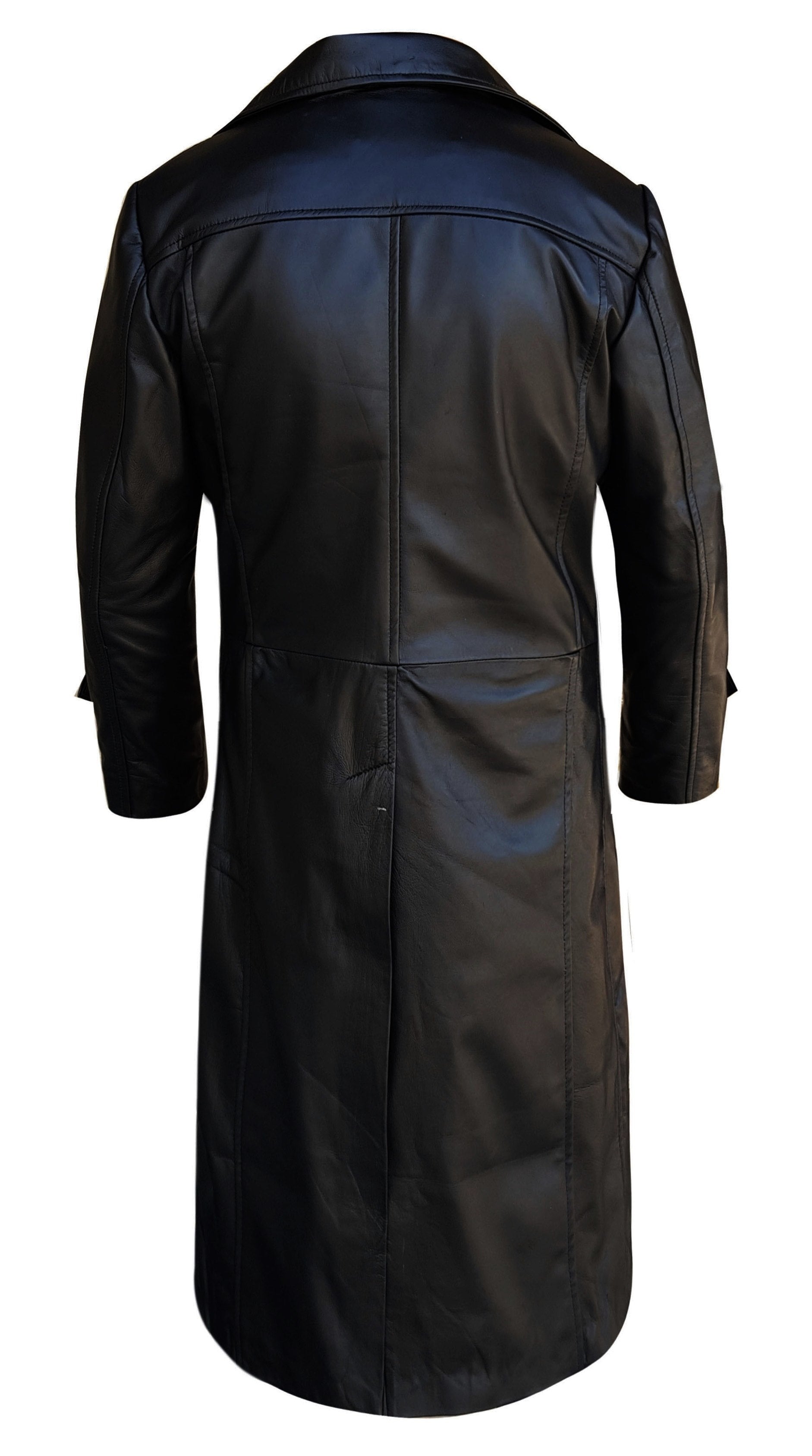 Mens Leather Black Winter Trench Coat