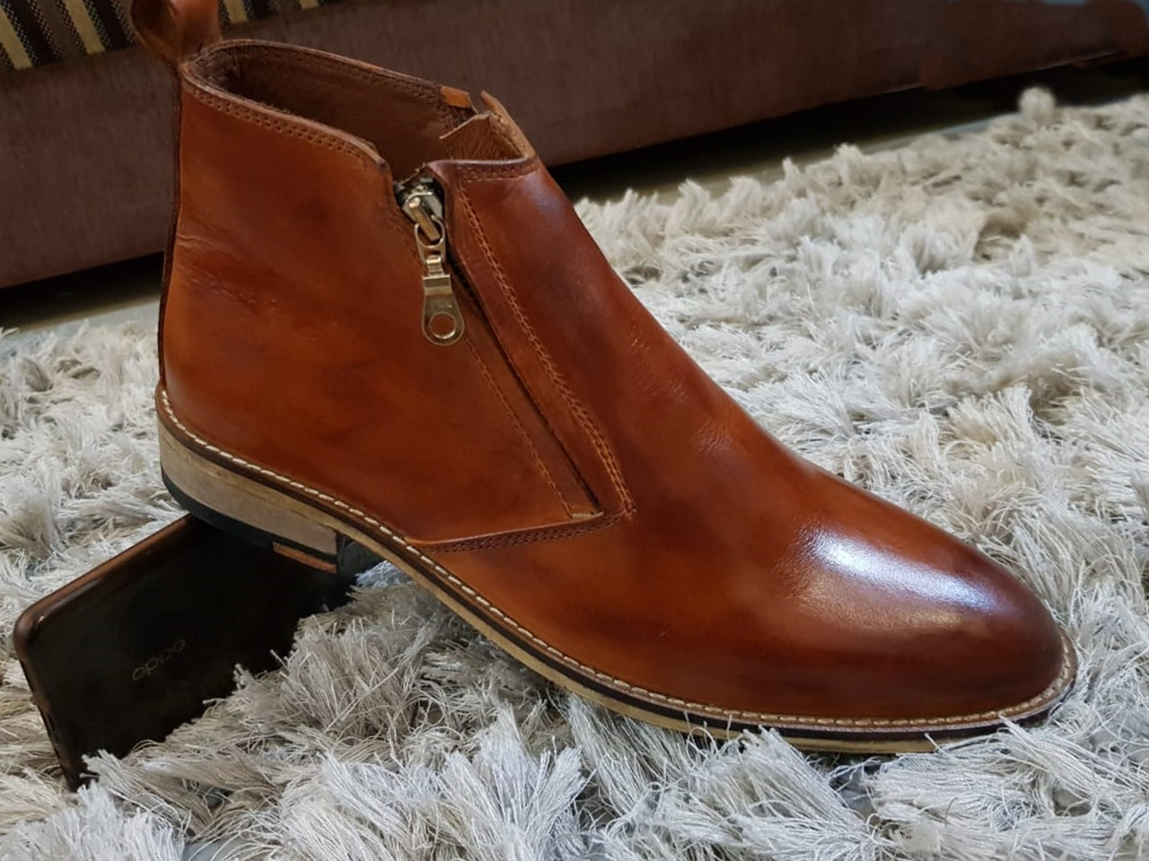 Mens Tan Color Leather Shoes