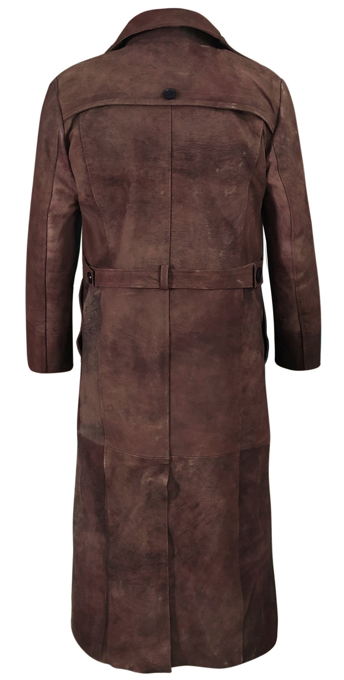 Dark Snuff Leather Trench Coat For Men