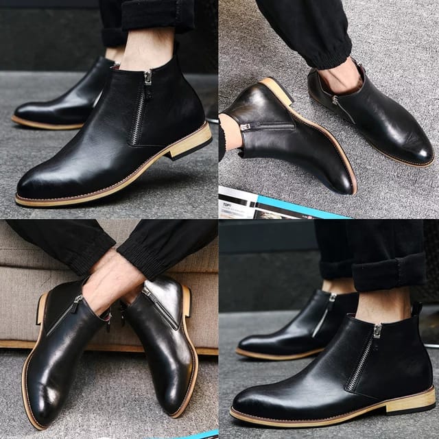 Mens Black Color Leather Shoes