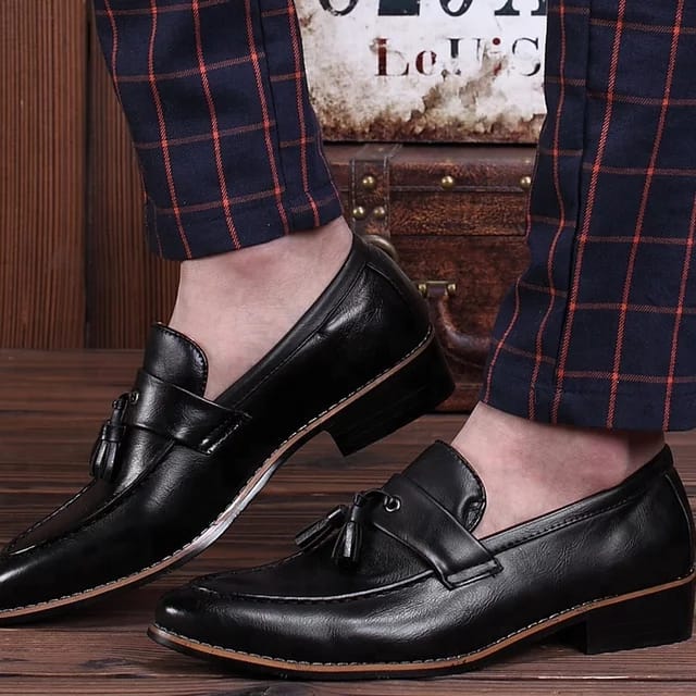 Mens Black Color Leather Shoes