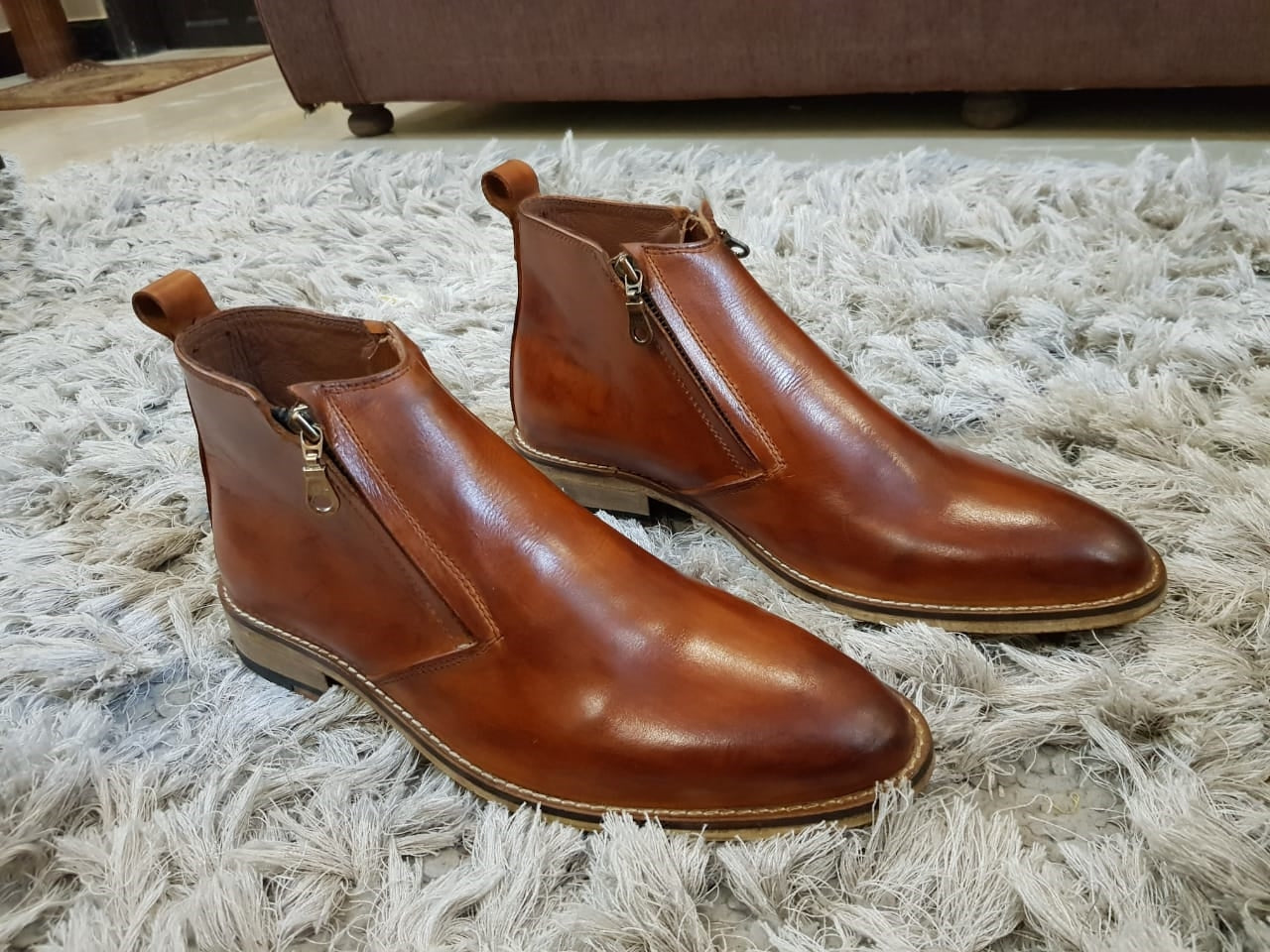 Mens Tan Color Leather Shoes