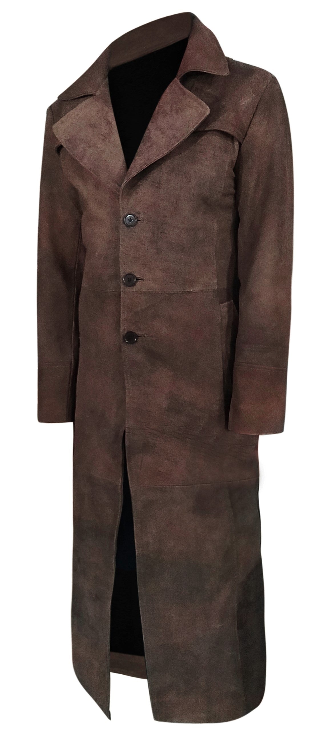 Mens Leather Black Winter Trench Coat