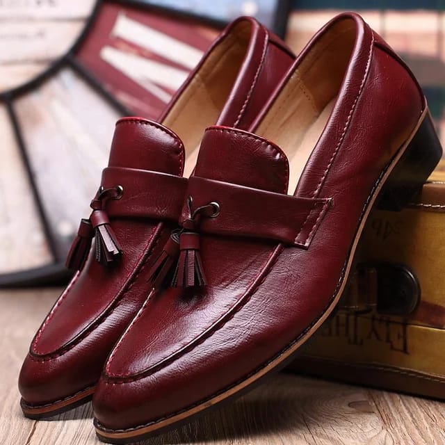 Mens Maroon Color Leather Shoes