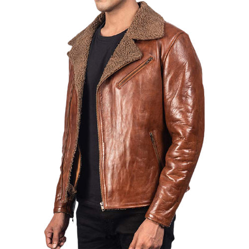 Mens Classic Brown Shearling Jacket