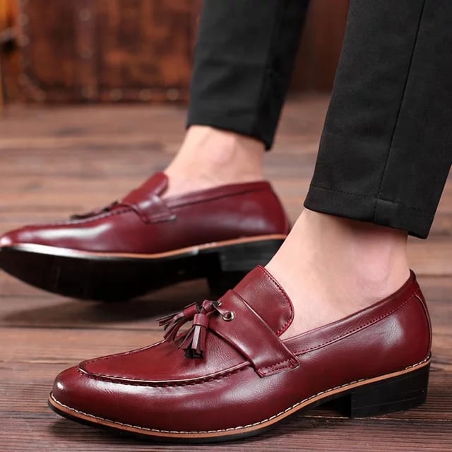 Mens Maroon Color Leather Shoes