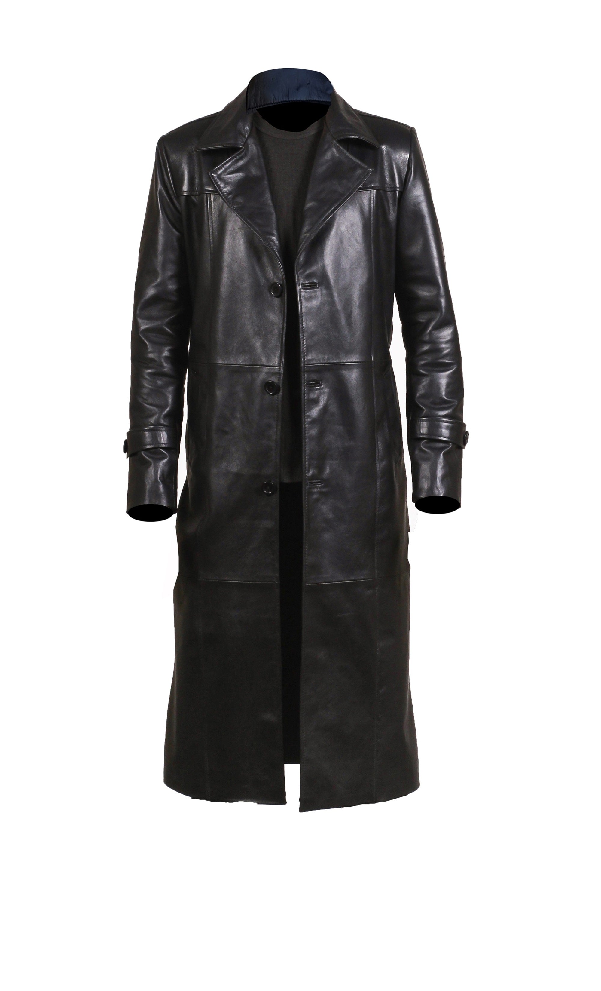 Men Black Leather Trench Coat Leather Vintage Coat For Men