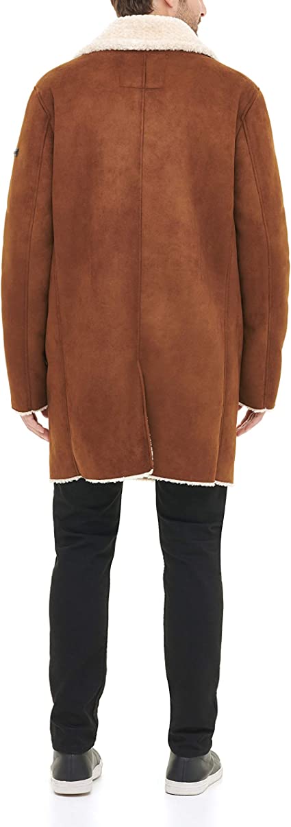 Men’s Shearling Walking Brown Suede Leather Coat