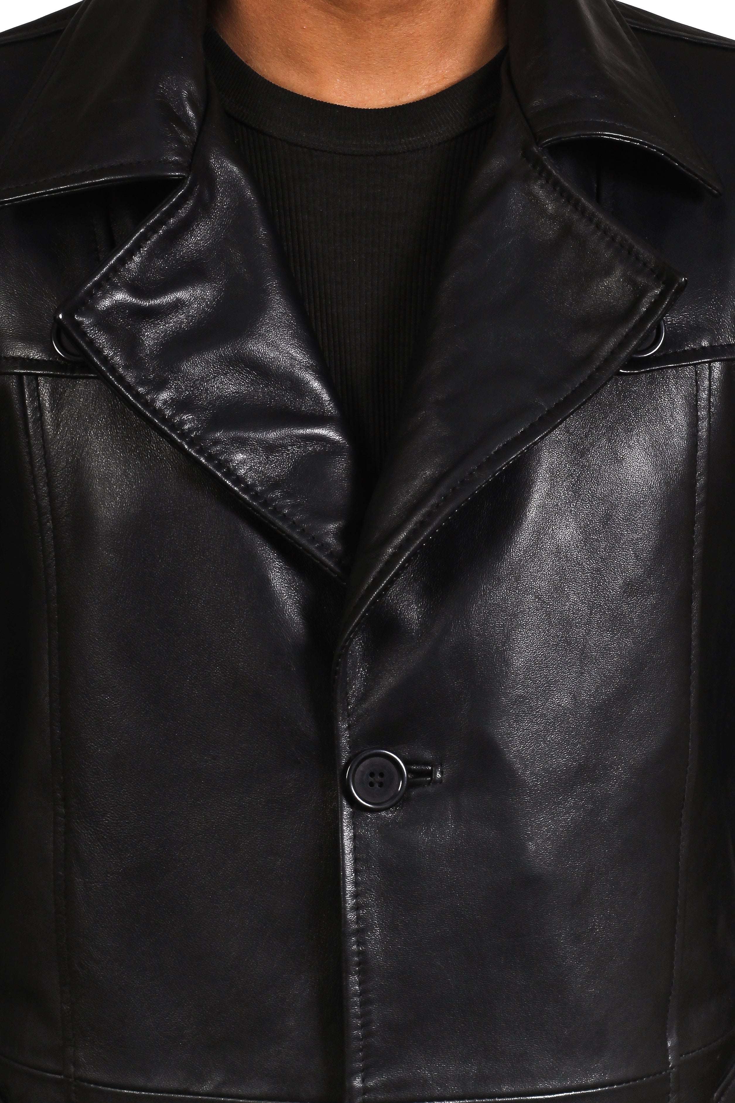 Black Leather Trench Coat Leather Vintage Coat Men