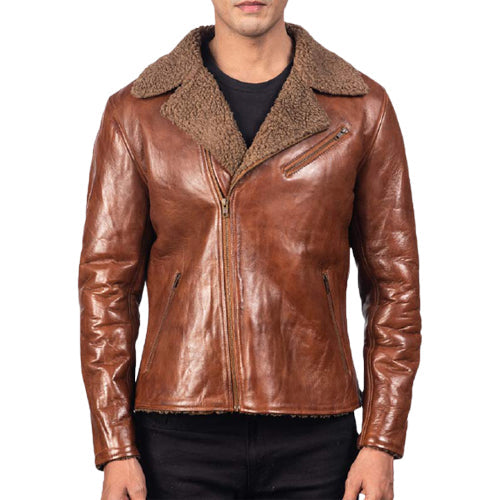 Mens Classic Brown Shearling Jacket