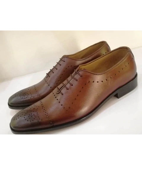 Mens Wax Brown Color Leather Shoes