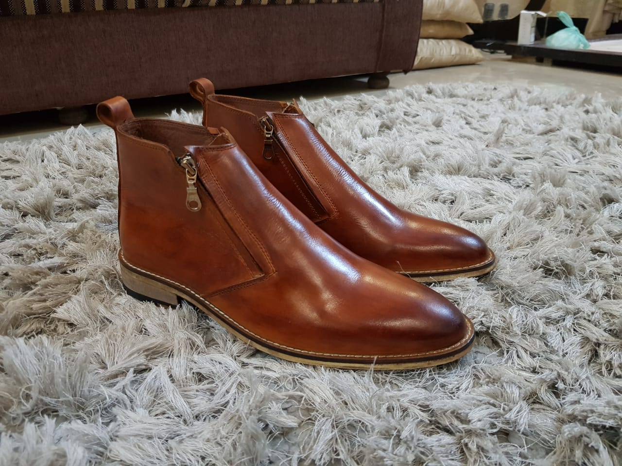 Mens Tan Color Leather Shoes