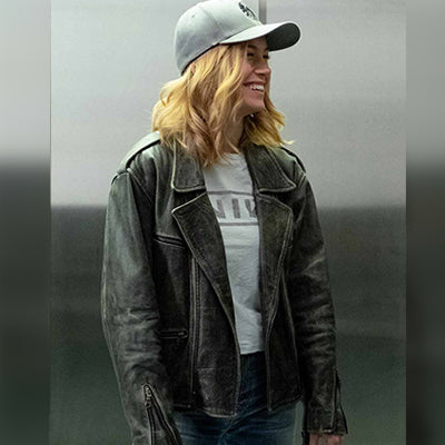 Captain Marvel Carol Danvers Biker Leather Women Jacket
