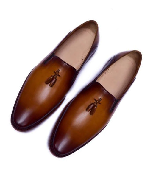 Mens Wax Brown Color Leather Shoes