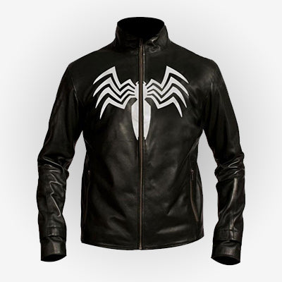 Venom Eddie Brock Spiderman Black Leather Jacket