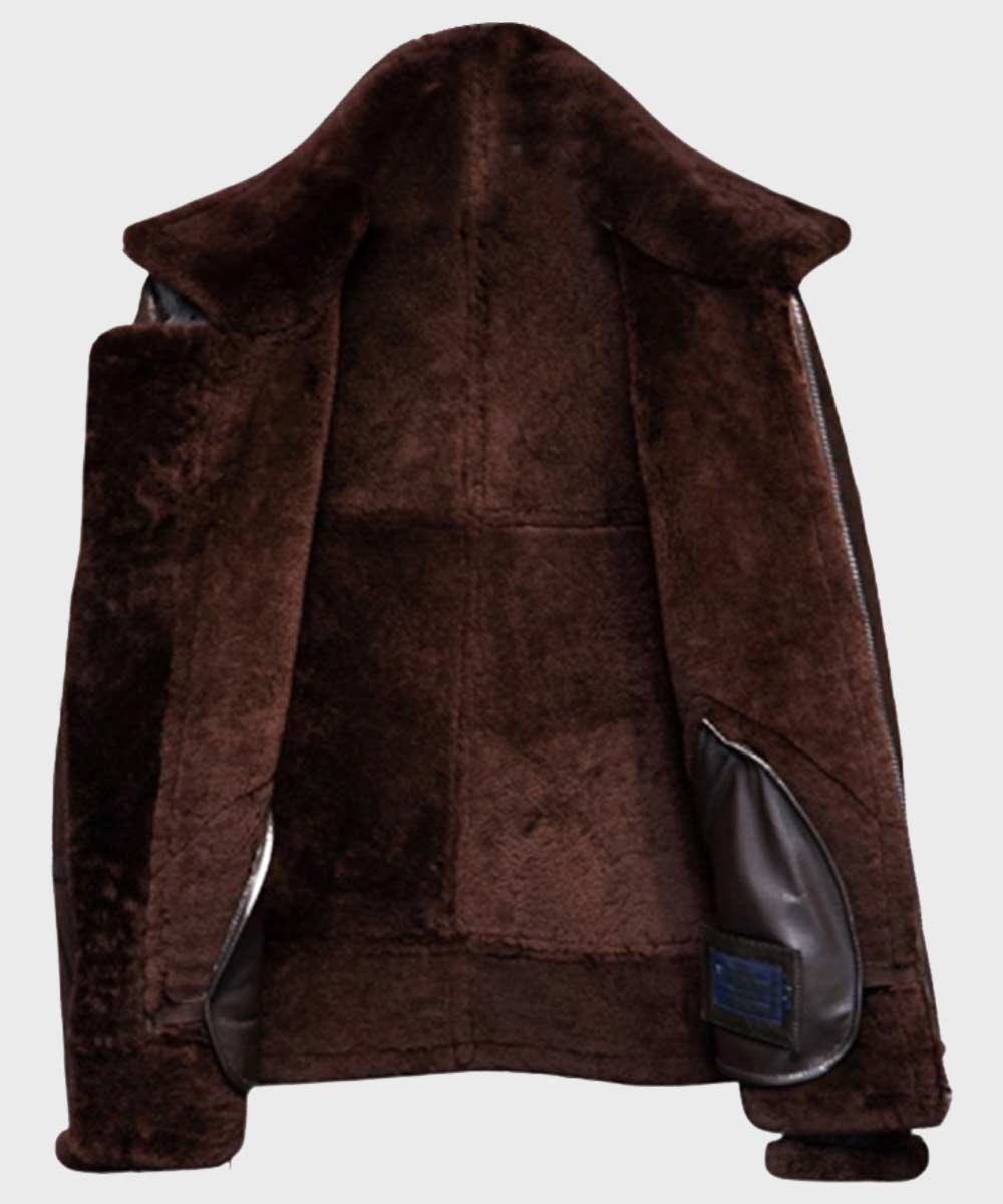 Men’s B3 Brown Distressed Shearling Bomber Jacket