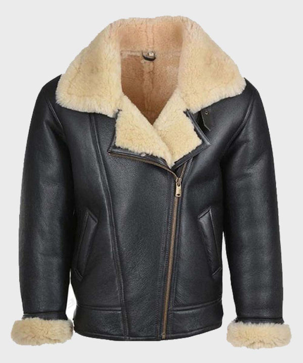 Men’s B3 Shearling Black Bomber Leather Jacket