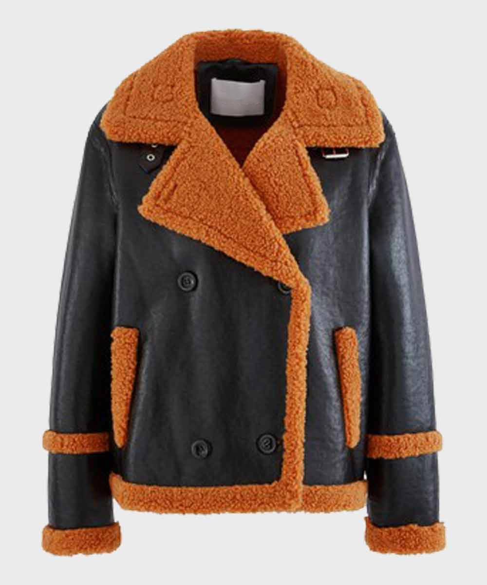 Men’s Black Shearling Sheepskin Bomber Jacket