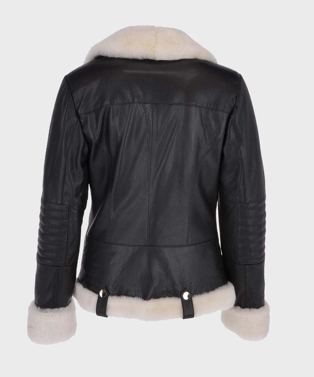 Women’s Black Shearling Bomber Leather Jacket
