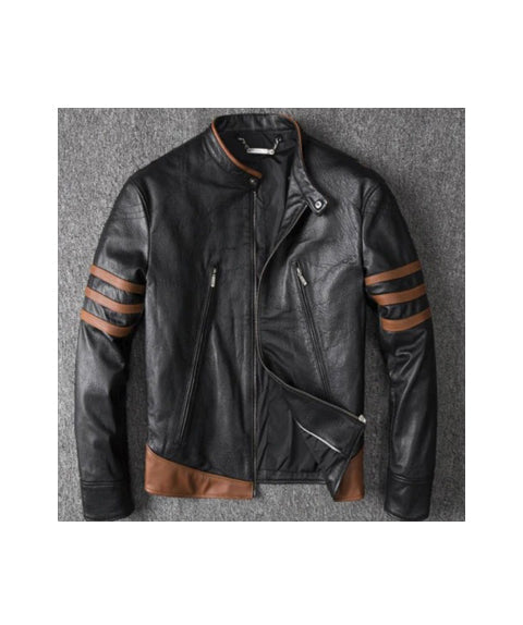 X-Men Origins Wolverine Black Biker Leather Jacket