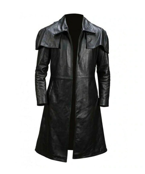Men's A7 Vegas Fallout Black Leather Trench Coat