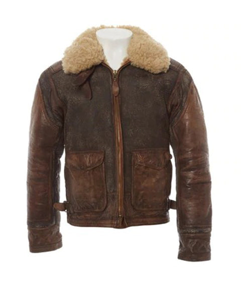 Distressed Wax Brown Leather Jacket