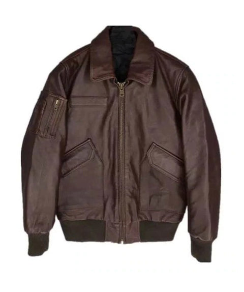 Mens Military Vintage Style A2 Pilot Leather Jacket