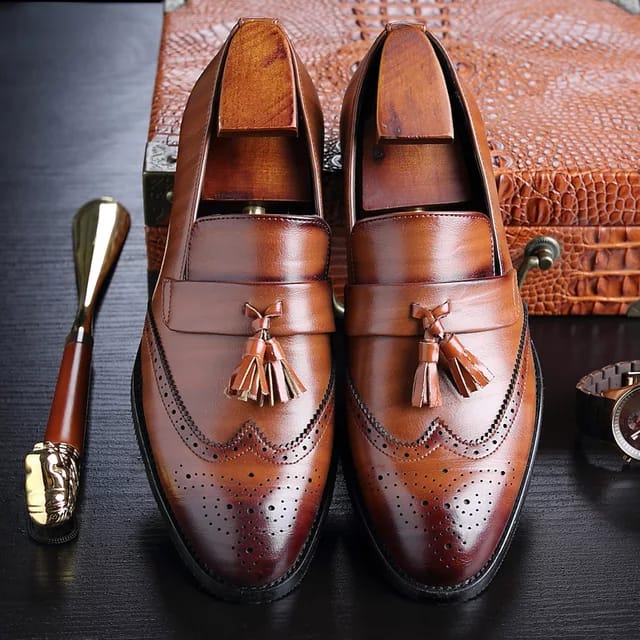 Mens Tan Color Leather Shoes