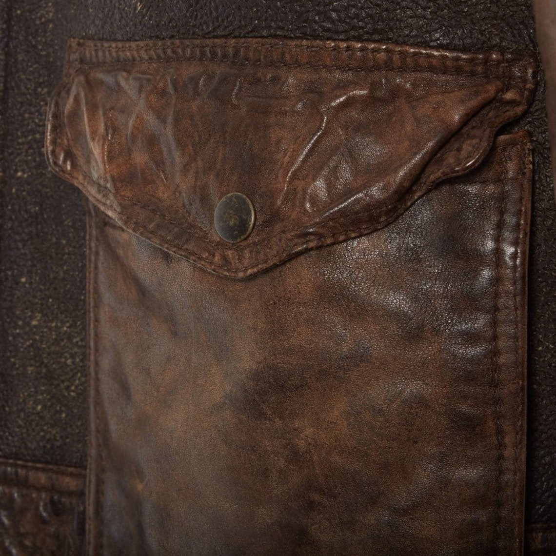 Distressed Wax Brown Leather Jacket