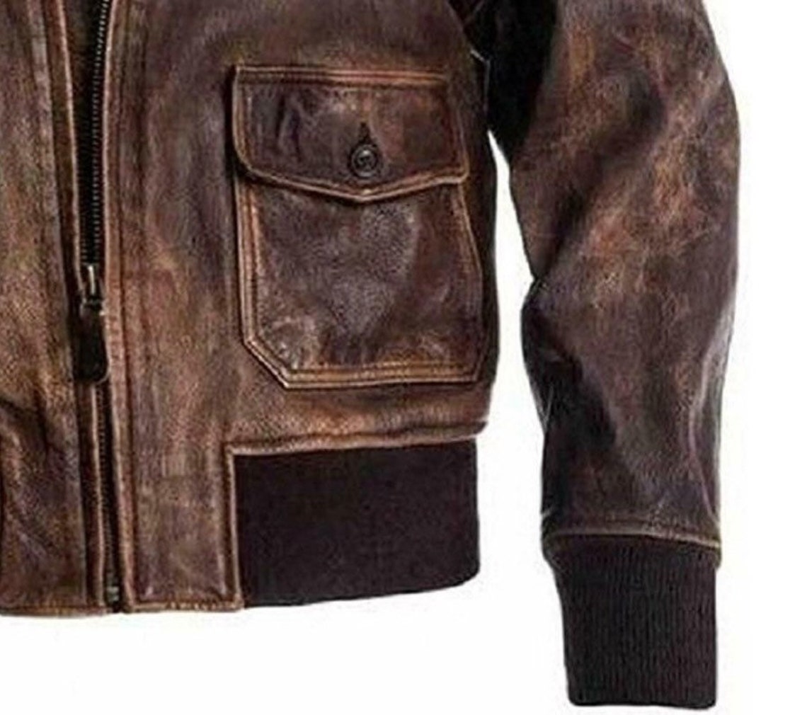 Military G-1 Flight Distressed Bomber Jacket