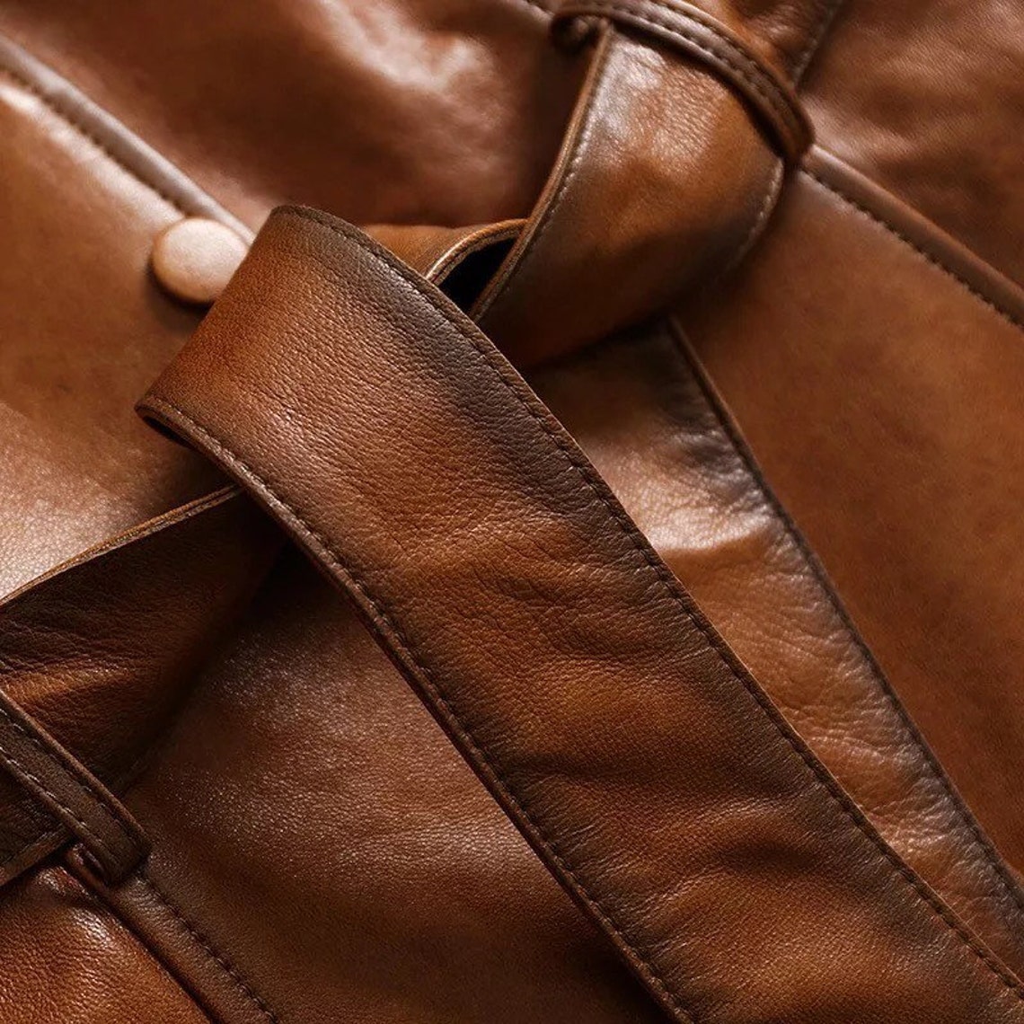 Italian Style Leather Trench Coat