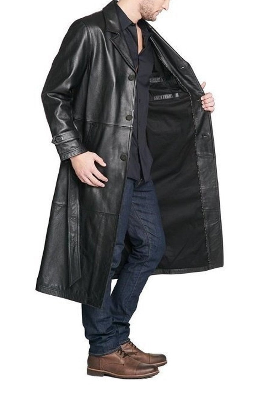 Men's Vintage Black Genuine Leather Coat