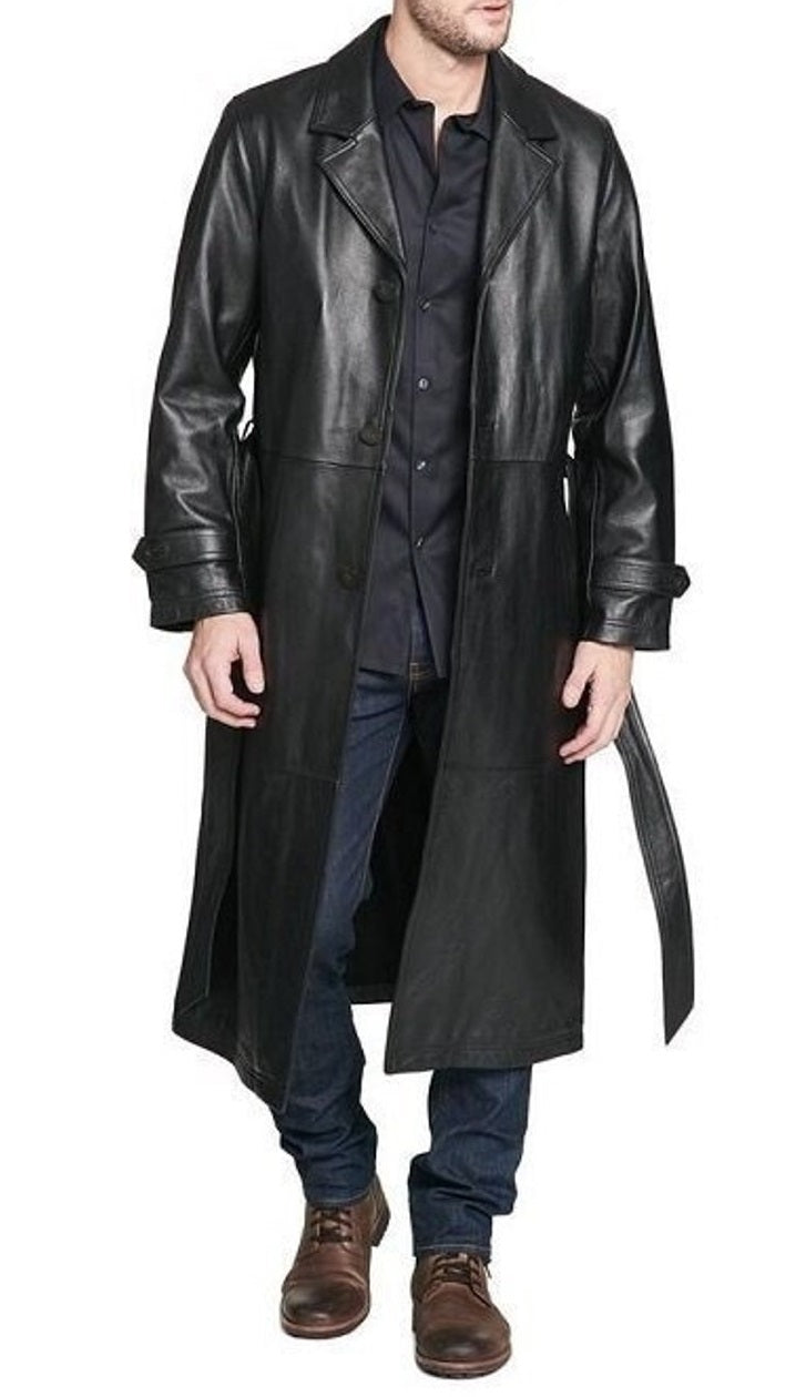 Men's Vintage Black Genuine Leather Coat
