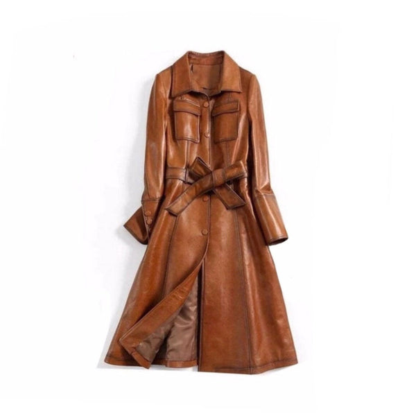 Italian Style Leather Trench Coat