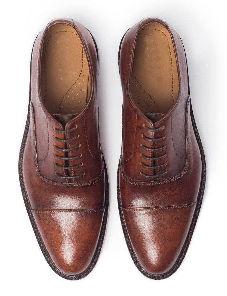 Mens Wax Brown Leather Shoes