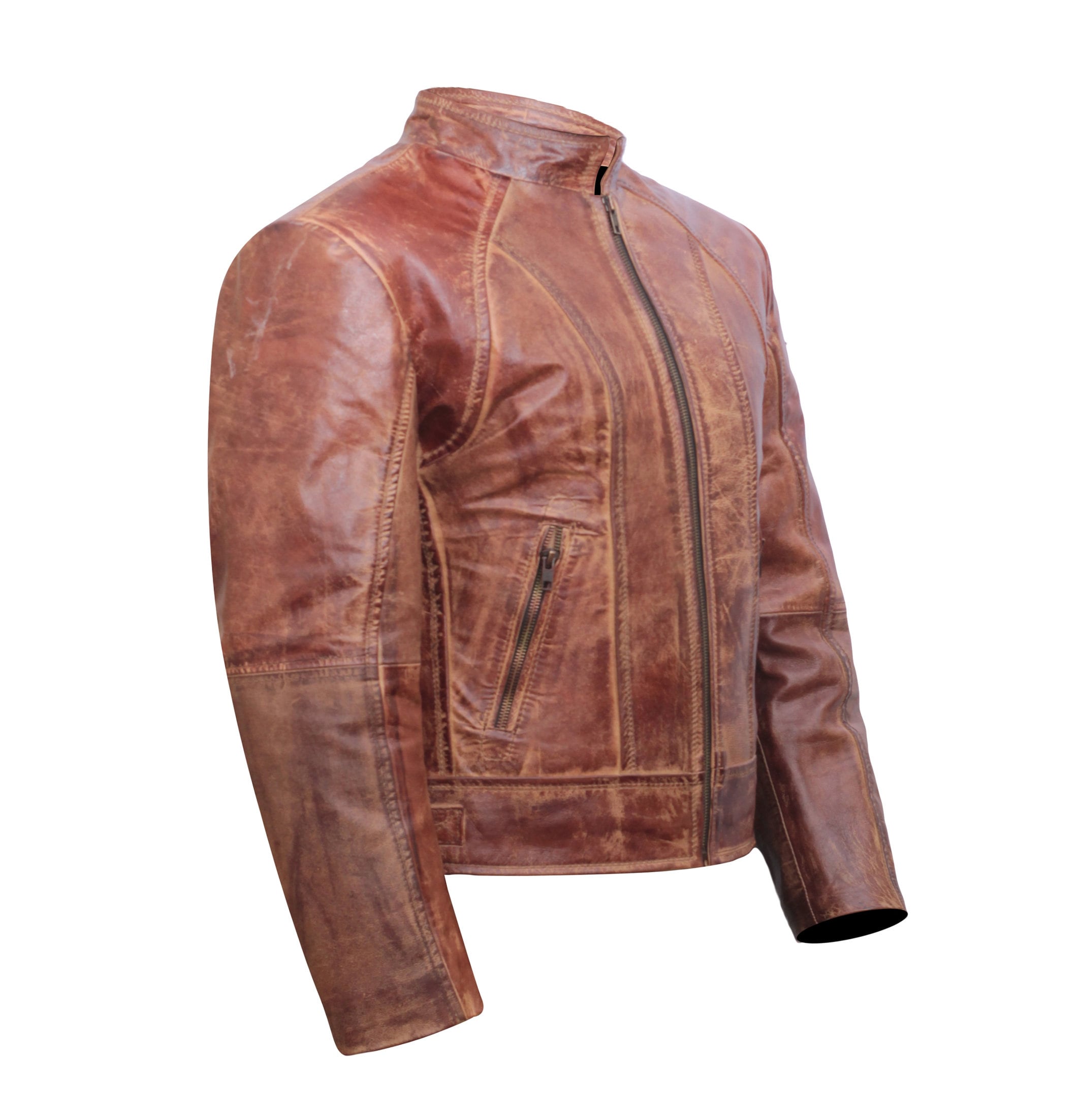 Brown Distressed Leather Jacket Women