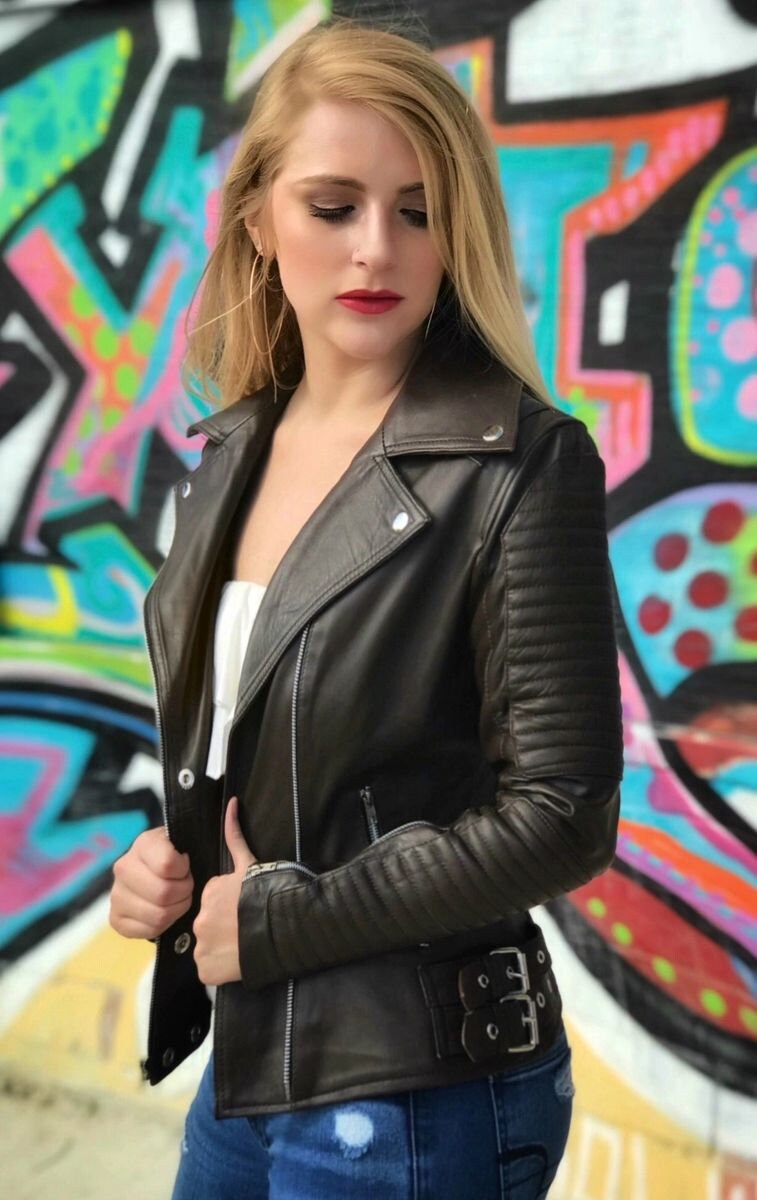 Women Black Leather Jacket Biker Jacket