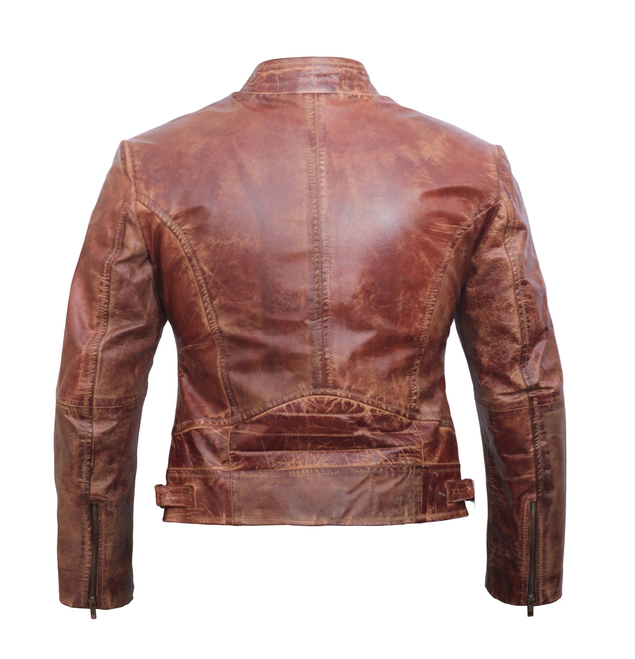 Brown Distressed Leather Jacket Women