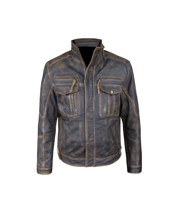 Mens Brown Rub Off Real Distressed Leather Jacket