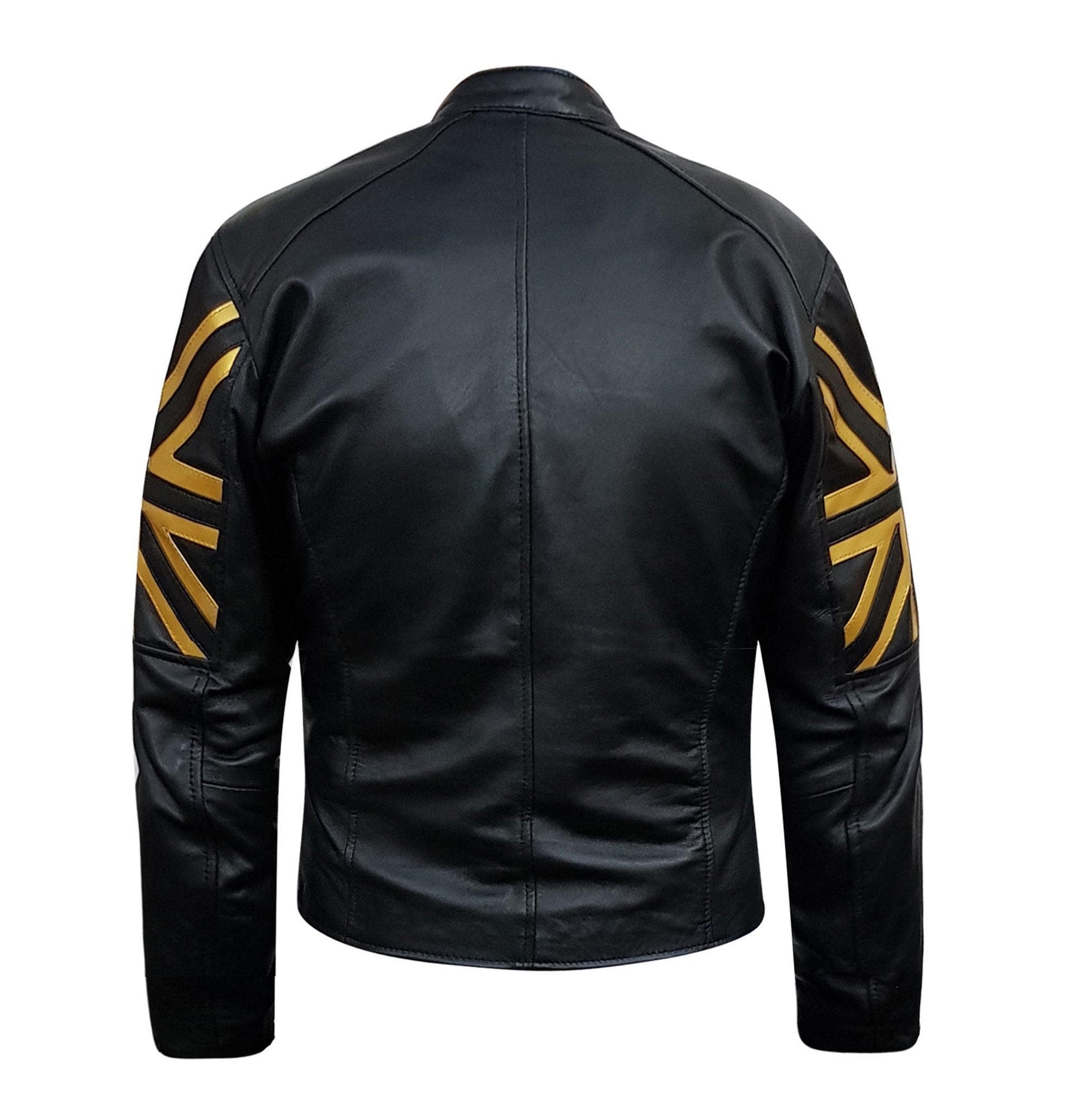 Mens Black UK Flag Leather Jacket